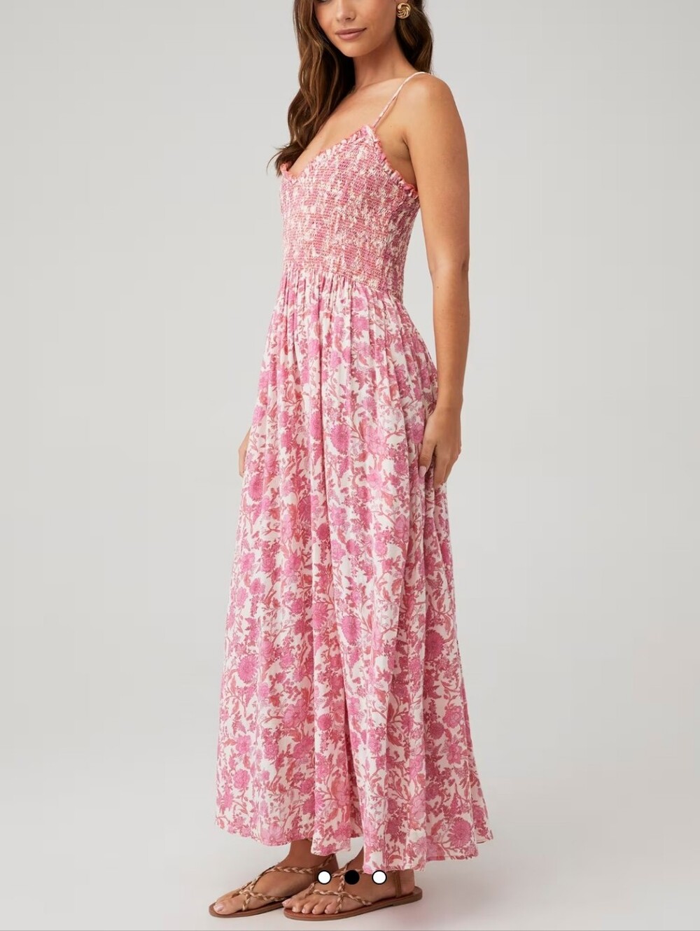Free People Sweet Nothings Midi Dress Pink Floral Smocked Boho XS - Picture 13 of 13